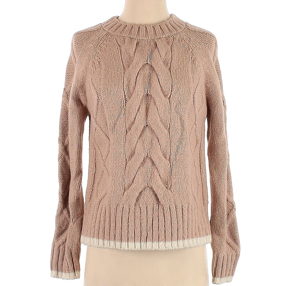 Faherty Cable Knit Baby Alpaca Wool Crew-Neck Sweater - Size Small